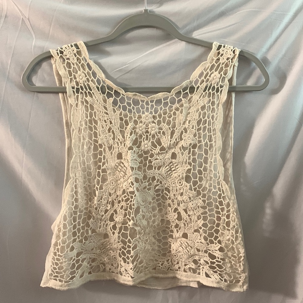 Cropped Crochet Tank Top